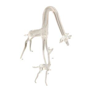 Blown glass Clear Adult with Baby Giraffe Figurines Set of 2